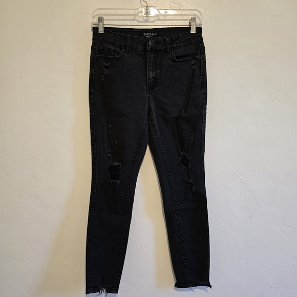 Enjean - 27x26 High Rise Distressed Skinny Jeans - Picture 2 of 14